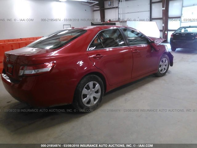 4T1BF3EK9AU519833 - 2010 TOYOTA CAMRY SE/LE/XLE RED photo 4