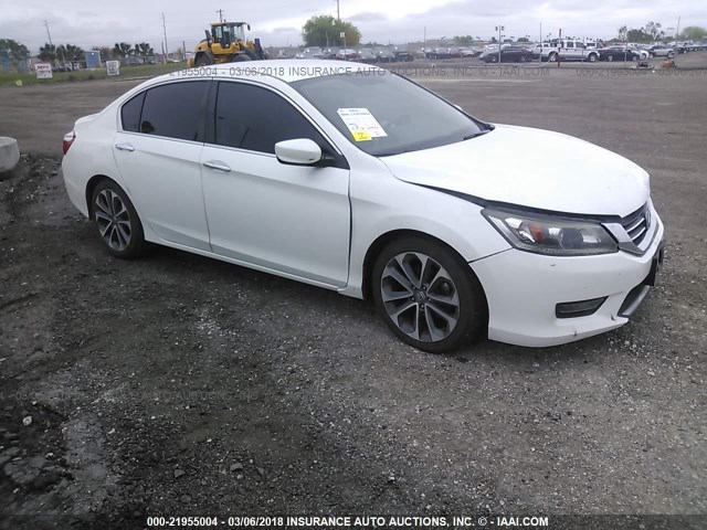 1HGCR2F56EA141028 - 2014 HONDA ACCORD SPORT WHITE photo 1