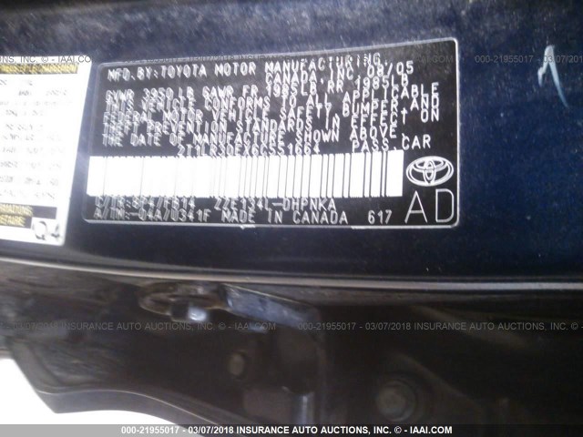 2T1LR30EX6C551664 - 2006 TOYOTA COROLLA MATRIX XR BLUE photo 9