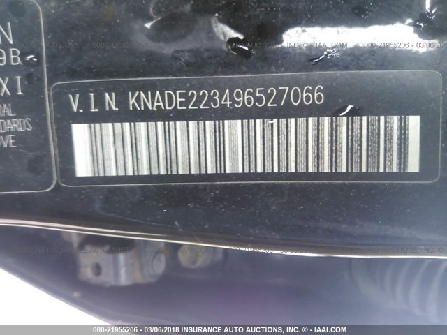 KNADE223496527066 - 2009 KIA RIO LX/SX BLACK photo 9