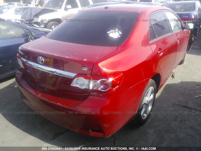 2T1BU4EE7DC968763 - 2013 TOYOTA COROLLA S/LE RED photo 4