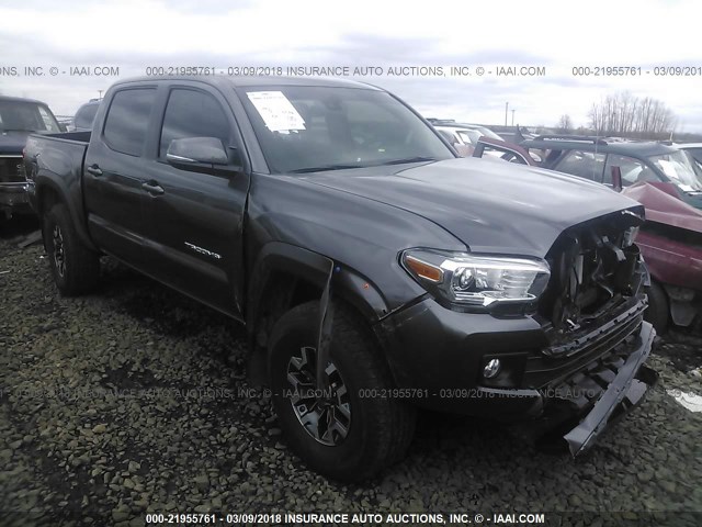 5TFCZ5AN3JX124248 - 2018 TOYOTA TACOMA DBL CAB/SR/TRDSPT/OR/PRO GRAY photo 1