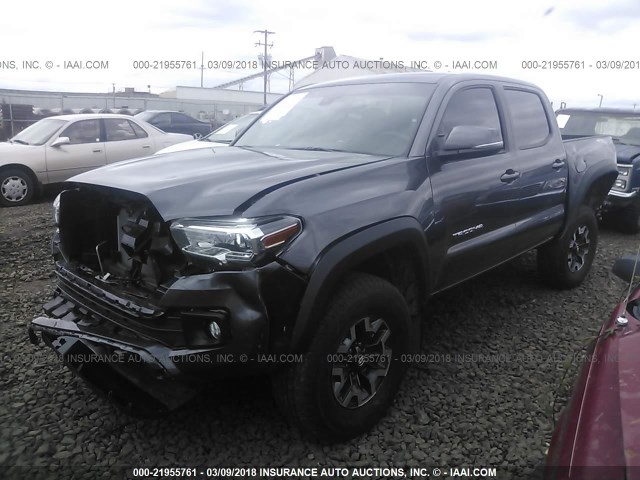 5TFCZ5AN3JX124248 - 2018 TOYOTA TACOMA DBL CAB/SR/TRDSPT/OR/PRO Сұр фото 2