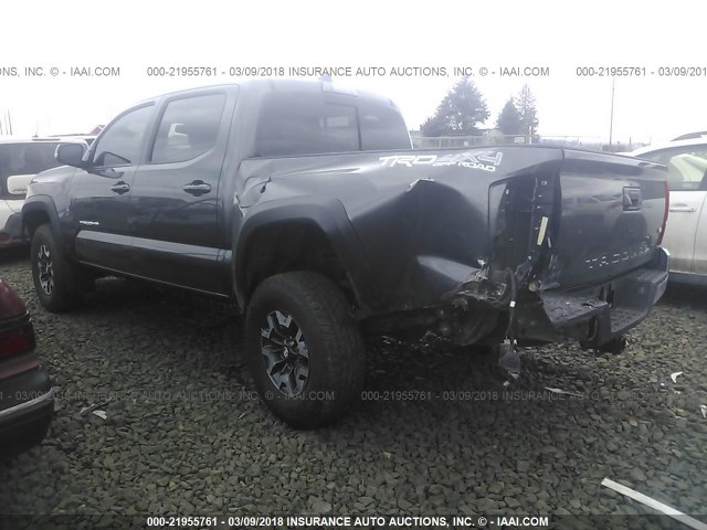 5TFCZ5AN3JX124248 - 2018 TOYOTA TACOMA DBL CAB/SR/TRDSPT/OR/PRO Сұр фото 3