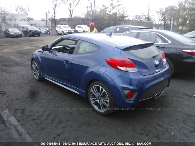 KMHTC6AEXGU304274 - 2016 HYUNDAI VELOSTER TURBO BLUE photo 3