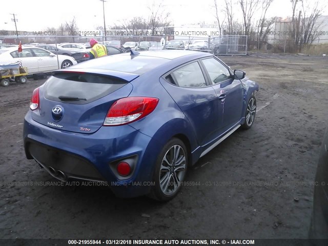 KMHTC6AEXGU304274 - 2016 HYUNDAI VELOSTER TURBO BLUE photo 4