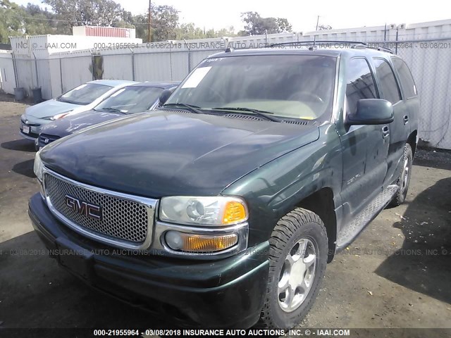 1GKEK63U04J135565 - 2004 GMC YUKON DENALI GREEN photo 2