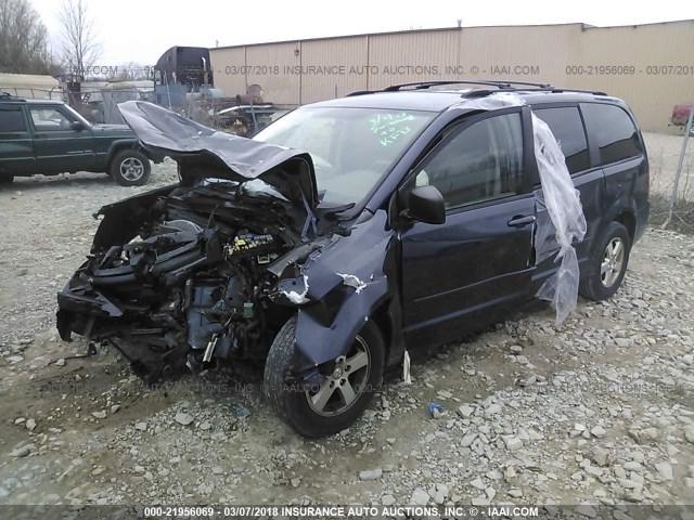 2D8HN44EX9R539196 - 2009 DODGE GRAND CARAVAN SE BLUE photo 2