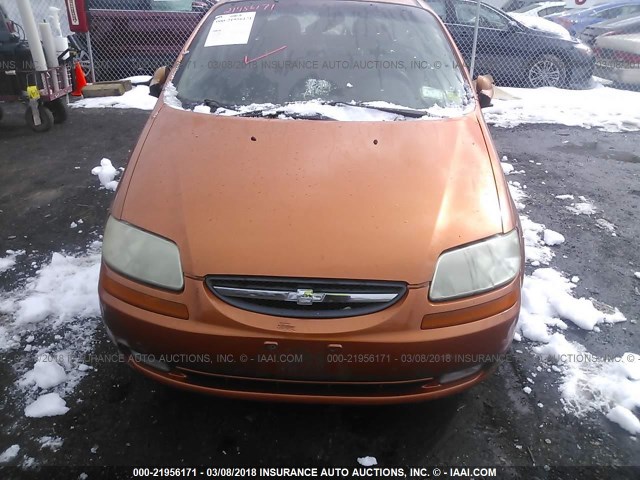 KL1TG66696B540569 - 2006 CHEVROLET AVEO LT ORANGE photo 6