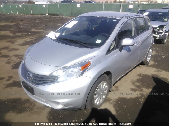 3N1CE2CP3EL437930 - 2014 NISSAN VERSA NOTE S/S PLUS/SV/SL SILVER photo 2