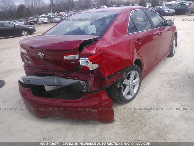 4T1BF1FK2DU661304 - 2013 TOYOTA CAMRY L/SE/LE/XLE RED photo 6