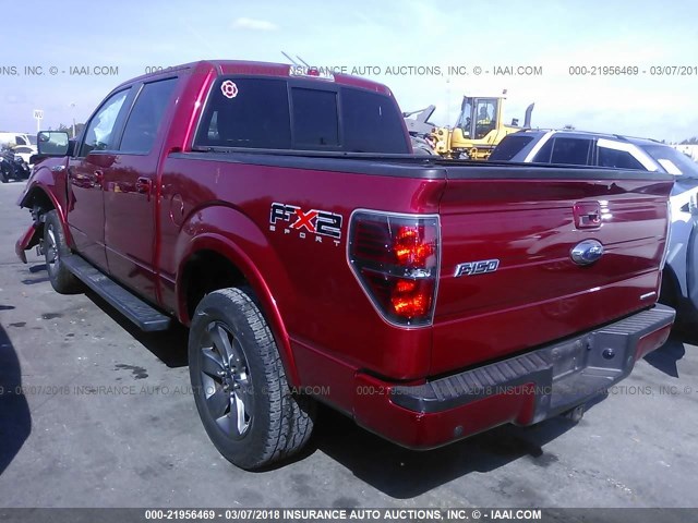 1FTFW1CF6BKD43000 - 2011 FORD F150 SUPERCREW RED photo 3