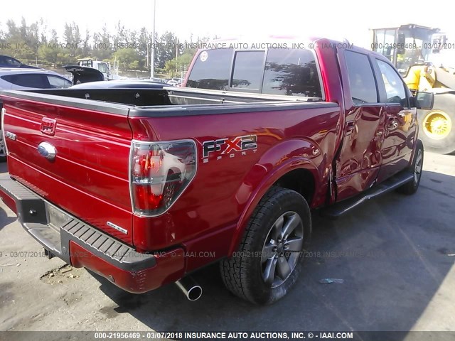 1FTFW1CF6BKD43000 - 2011 FORD F150 SUPERCREW RED photo 4