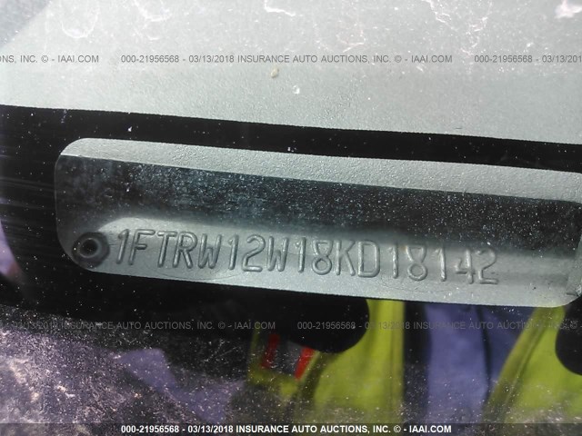 1FTRW12W18KD18142 - 2008 FORD F150 SUPERCREW 黑色 照片 9