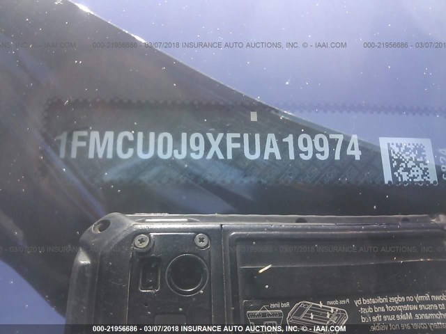 1FMCU0J9XFUA19974 - 2015 FORD ESCAPE TITANIUM GRAY photo 9