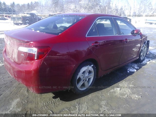 4T1BF1FK0CU622791 - 2012 TOYOTA CAMRY SE/LE/XLE RED photo 4