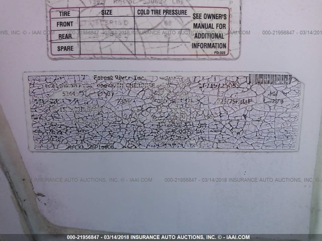 4X4FCKE2X6P101063 - 2006 FOREST RIVER CHEROKEE  白色 照片 9