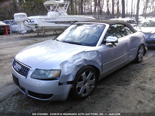 WUARL48H25K900199 - 2005 AUDI S4 QUATTRO CABRIOLET SILVER photo 2