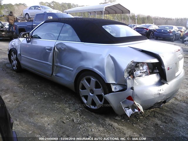 WUARL48H25K900199 - 2005 AUDI S4 QUATTRO CABRIOLET SILVER photo 3