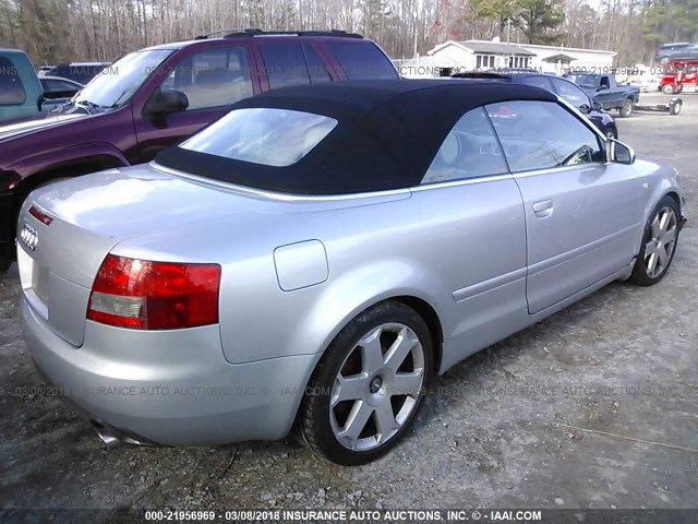 WUARL48H25K900199 - 2005 AUDI S4 QUATTRO CABRIOLET SILVER photo 4