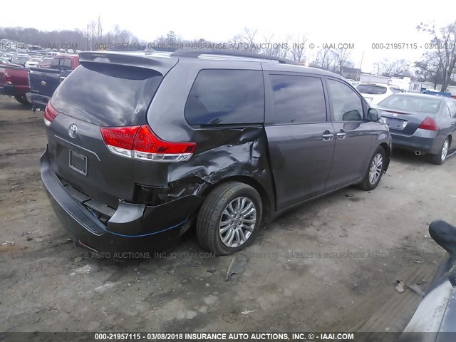 5TDYK3DC7CS273876 - 2012 TOYOTA SIENNA XLE/LIMITED GRAY photo 4