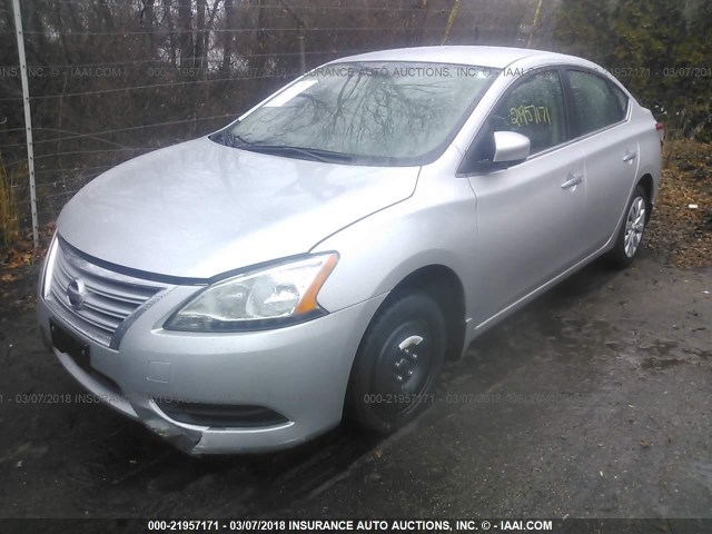 3N1AB7AP8FY382766 - 2015 NISSAN SENTRA S/SV/SR/SL SILVER photo 2