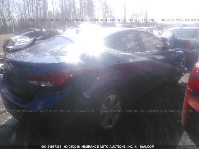 KMHDH4AH8FU250301 - 2015 HYUNDAI ELANTRA SE/SPORT/LIMITED BLUE photo 4