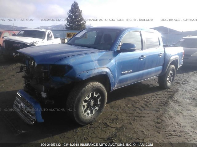 3TMCZ5ANXGM041172 - 2016 TOYOTA TACOMA DBL CAB/SR/SR5/TRD SPT/OR BLUE photo 2