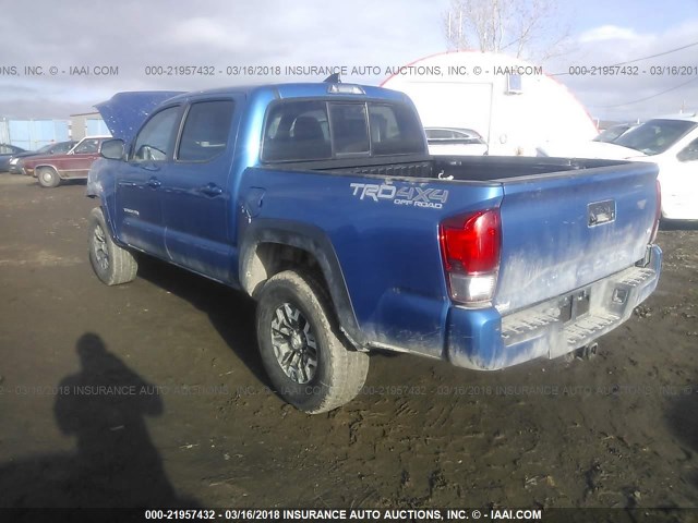 3TMCZ5ANXGM041172 - 2016 TOYOTA TACOMA DBL CAB/SR/SR5/TRD SPT/OR BLUE photo 3