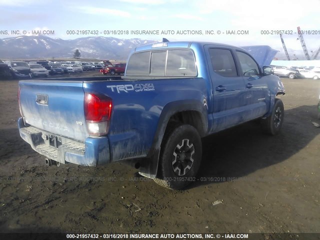 3TMCZ5ANXGM041172 - 2016 TOYOTA TACOMA DBL CAB/SR/SR5/TRD SPT/OR BLUE photo 4