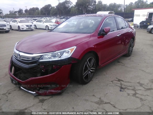 1HGCR2F5XGA200598 - 2016 HONDA ACCORD SPORT 红色 照片 2