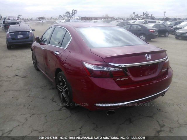 1HGCR2F5XGA200598 - 2016 HONDA ACCORD SPORT 红色 照片 3