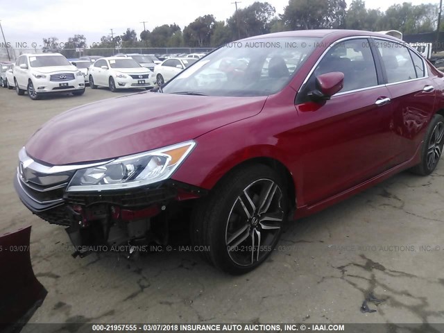 1HGCR2F5XGA200598 - 2016 HONDA ACCORD SPORT 红色 照片 6