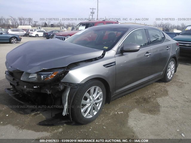 5XXGN4A77EG312907 - 2014 KIA OPTIMA EX GRAY photo 2