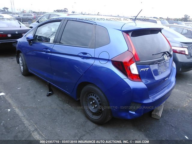 JHMGK5H55GX006205 - 2016 HONDA FIT LX BLUE photo 3