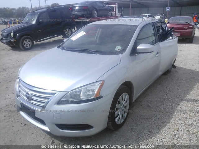 3N1AB7AP3FL655741 - 2015 NISSAN SENTRA S/SV/SR/SL SILVER photo 2