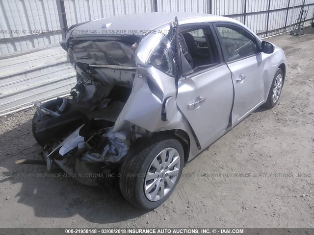 3N1AB7AP3FL655741 - 2015 NISSAN SENTRA S/SV/SR/SL SILVER photo 4