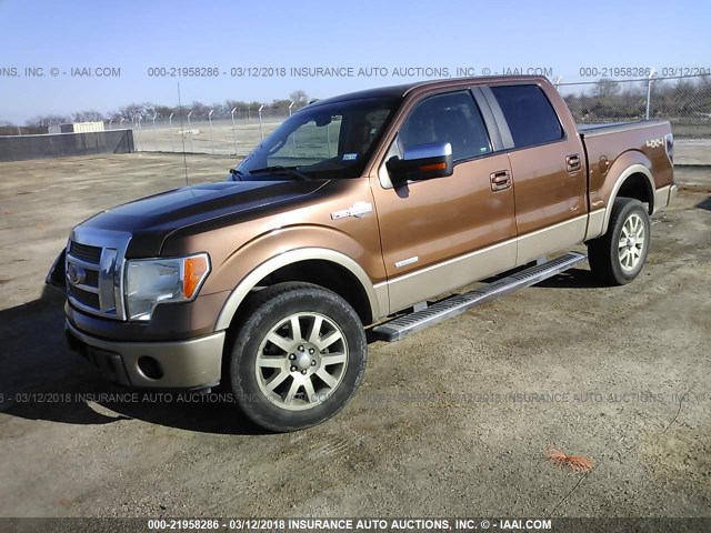 1FTFW1ET9BKD58089 - 2011 FORD F150 SUPERCREW BROWN photo 2