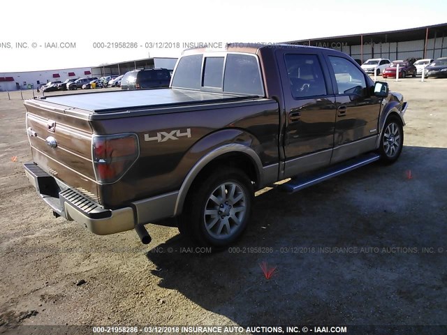 1FTFW1ET9BKD58089 - 2011 FORD F150 SUPERCREW BROWN photo 4