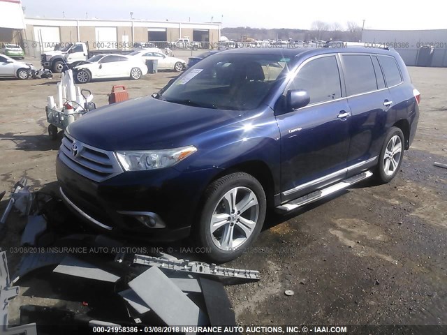 5TDDK3EHXCS103312 - 2012 TOYOTA HIGHLANDER LIMITED BLUE photo 2