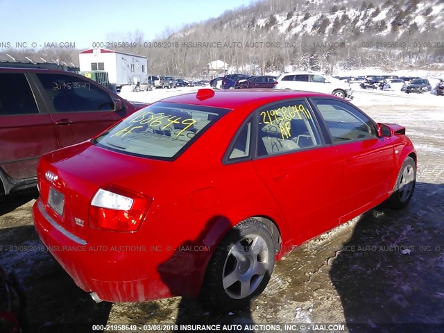 WAULC68E84A154086 - 2004 AUDI A4 1.8T QUATTRO RED photo 4