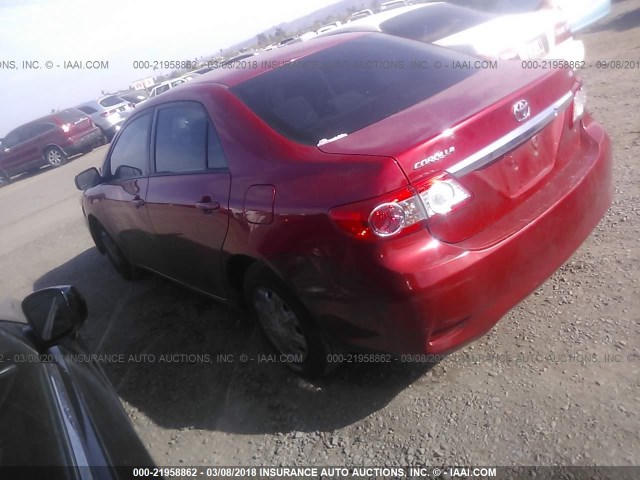 2T1BU4EE2BC568493 - 2011 TOYOTA COROLLA S/LE RED photo 3