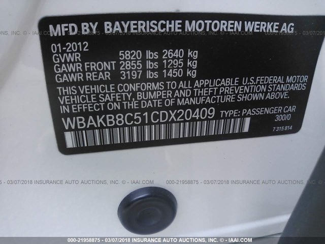 WBAKB8C51CDX20409 - 2012 BMW 750 LI GREEN photo 9