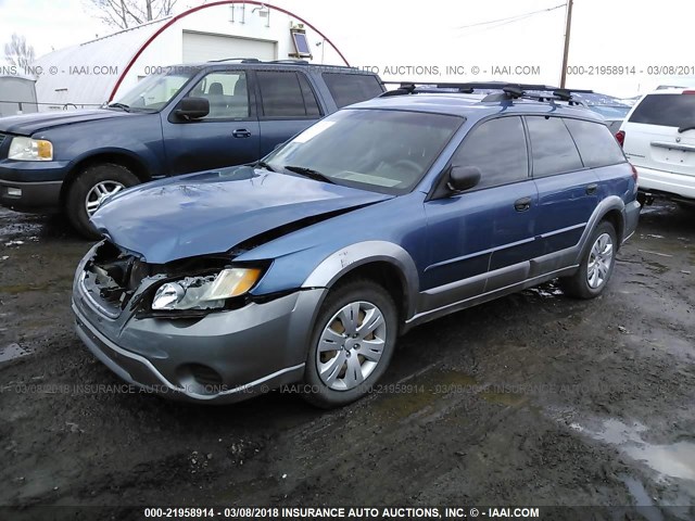 4S4BP60C186329148 - 2008 SUBARU OUTBACK BLUE photo 2