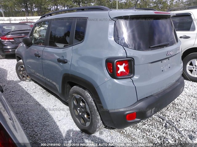 ZACCJAAB7HPF54867 - 2017 JEEP RENEGADE SPORT Կանաչ լուսանկար 3