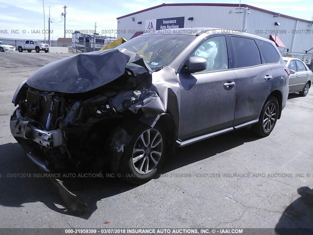 5N1AR2MNXDC675818 - 2013 NISSAN PATHFINDER S/SV/SL/PLATINUM 灰色 照片 2