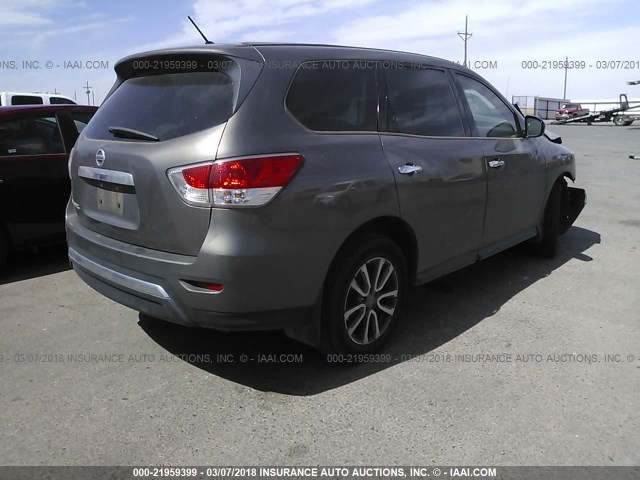 5N1AR2MNXDC675818 - 2013 NISSAN PATHFINDER S/SV/SL/PLATINUM GRAY photo 4