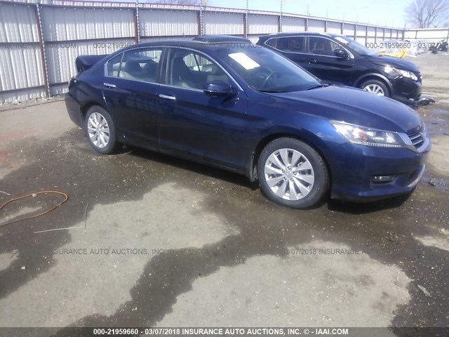 1HGCR2F81EA091522 - 2014 HONDA ACCORD EXL BLUE photo 1