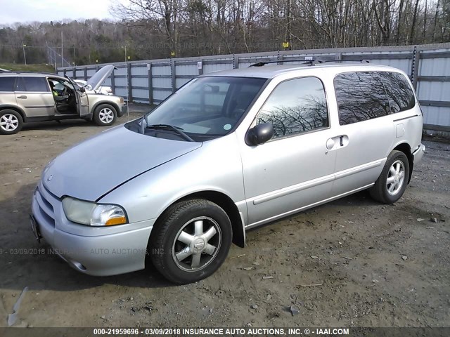 4N2ZN15T82D803262 - 2002 NISSAN QUEST GXE SILVER photo 2