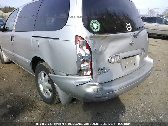 4N2ZN15T82D803262 - 2002 NISSAN QUEST GXE SILVER photo 6